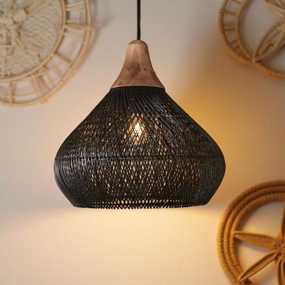 Rotan Hanglamp Boho Natuur Ø40 Ø50 Ø60 Zwart Of Naturel LED