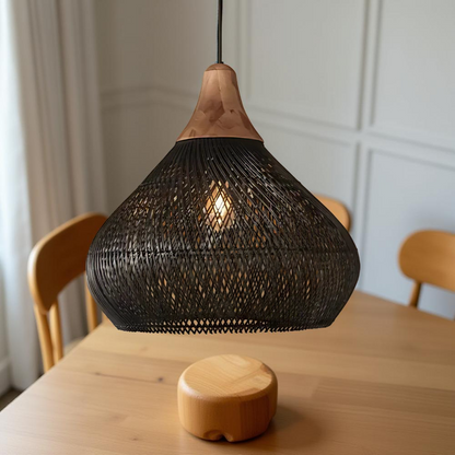 Rotan Hanglamp Boho Natuur Ø40 Ø50 Ø60 Zwart Of Naturel LED