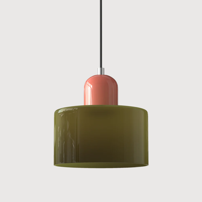 Lismeno Retro Hanglamp Glas 15cm Groen Oranje Eettafel Keuken Vintage Verlichting Compact