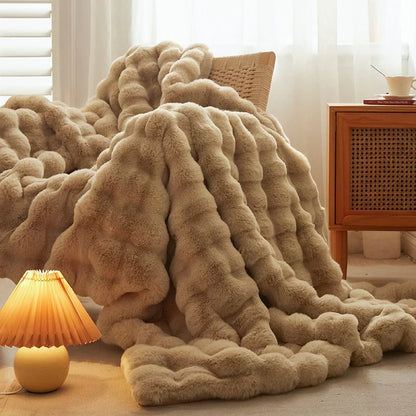 Zachte Imitatiebont Plaid – Luxe Konijnenbont Textuur – 160x200cm – Voor Bank & Bed