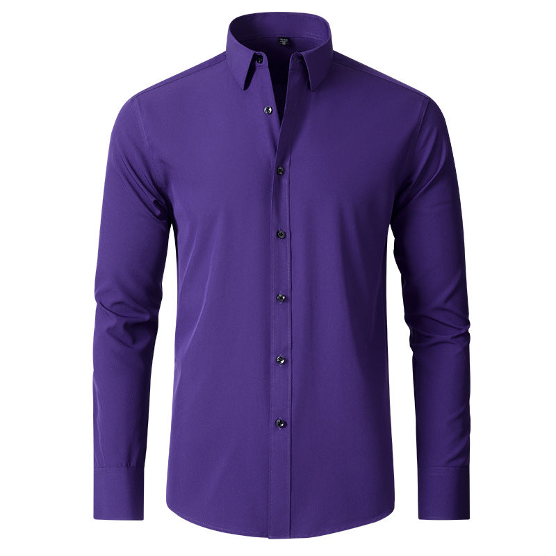 Herenshirt Lange Mouwen Slim Fit Stretch Met Stropdas