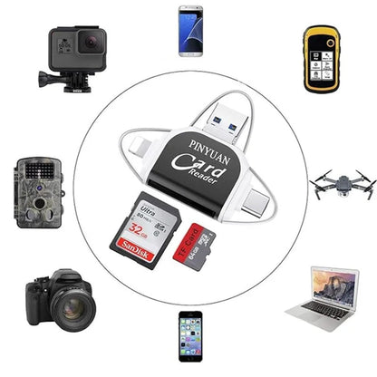Kaartlezer 4 In 1 USB C Lightning SD Micro SD USB 3.0