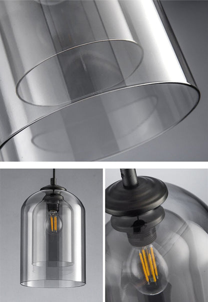Dubbele Glazen Hanglamp Transparant Glas Nordic Design Scandinavisch Keukeneiland Eetkamer Woonkamer Modern Verlichtingsarmatuur Plafondverlichting E26/E27 Verstelbare Kabels Elegante Verlichting