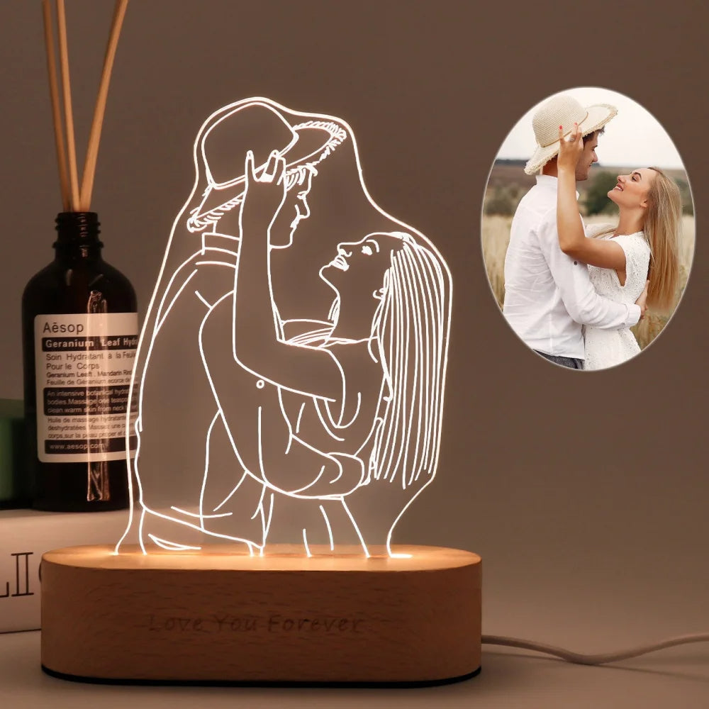 Gepersonaliseerde Fotolamp met Eigen Afbeelding en Tekst – RGB LED Verlichting voor Romantische Momenten