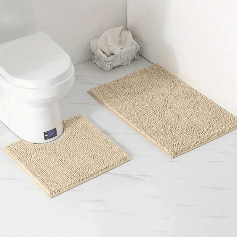 Chenille Badmat Antislip Polyester 3 Formaten Zacht Absorberend Badkamer Toilet