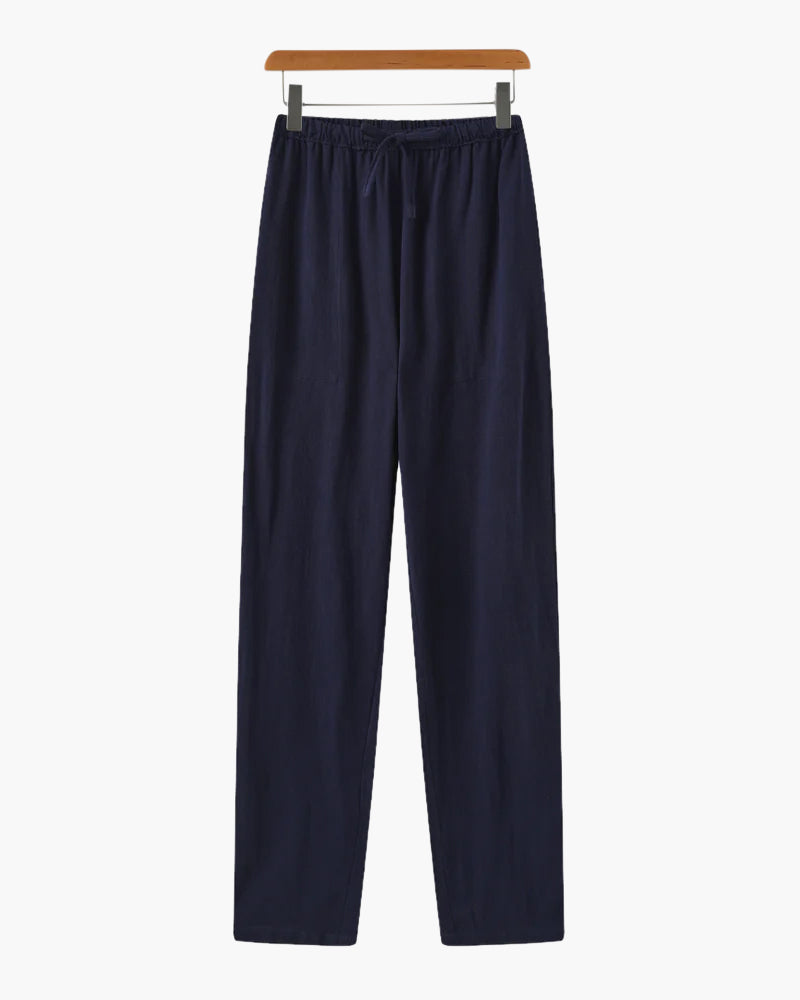 Linnen Broek Heren ZomerSlim Fit Lichtbruin Met Koord