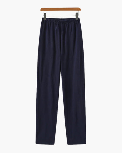 Linnen Broek Heren ZomerSlim Fit Lichtbruin Met Koord