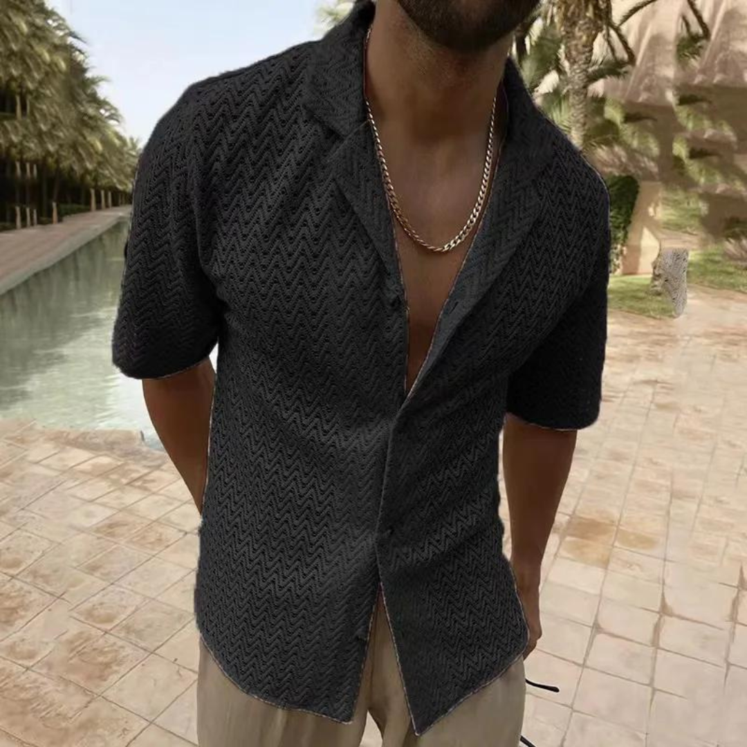 Mannen Overhemd Opengehaakt Retro Stijl Casual
