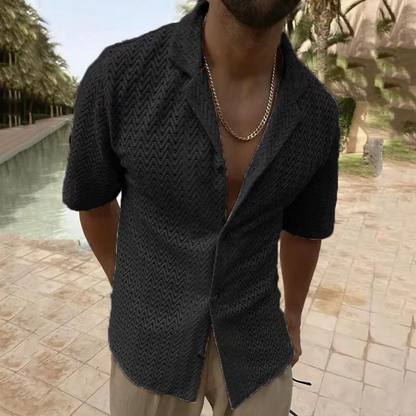 Mannen Overhemd Opengehaakt Retro Stijl Casual