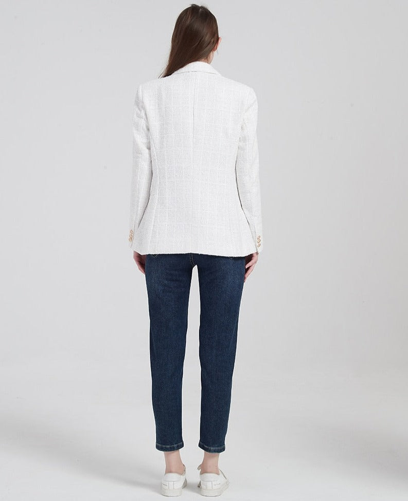 Heren Blazer Dubbele Knopen Elegant Getailleerd Luxe Jas