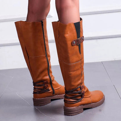 Leren Dames Ritslaarzen – Comfortabel & Warm voor Herfst en Winter