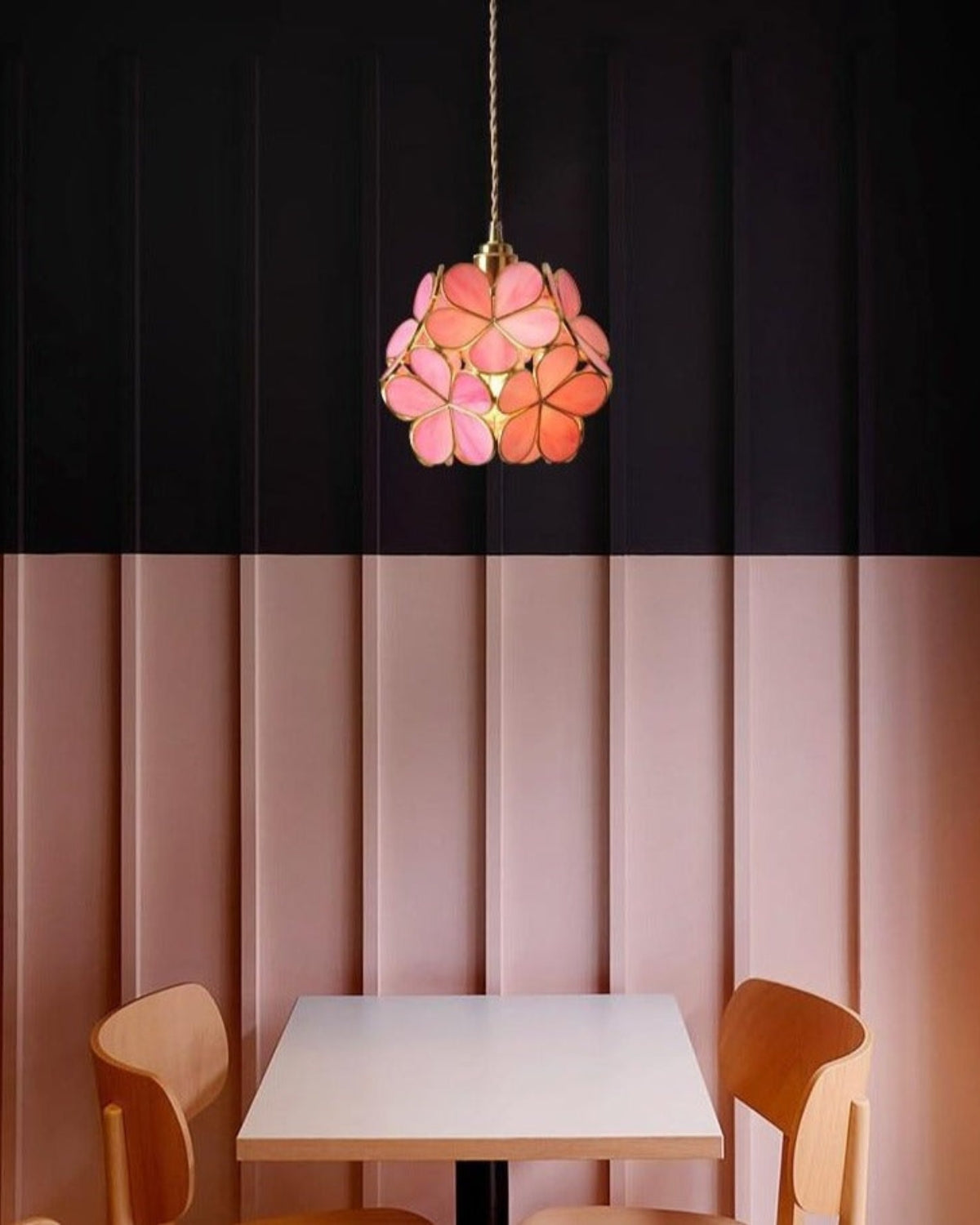 Handgemaakte Hanglamp met Acryl Bloem en IJzeren Frame Transparant Roze Blauw Beige voor Eetkamer Woonkamer Slaapkamer
