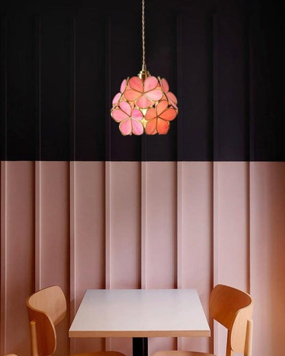 Handgemaakte Hanglamp met Acryl Bloem en IJzeren Frame Transparant Roze Blauw Beige voor Eetkamer Woonkamer Slaapkamer