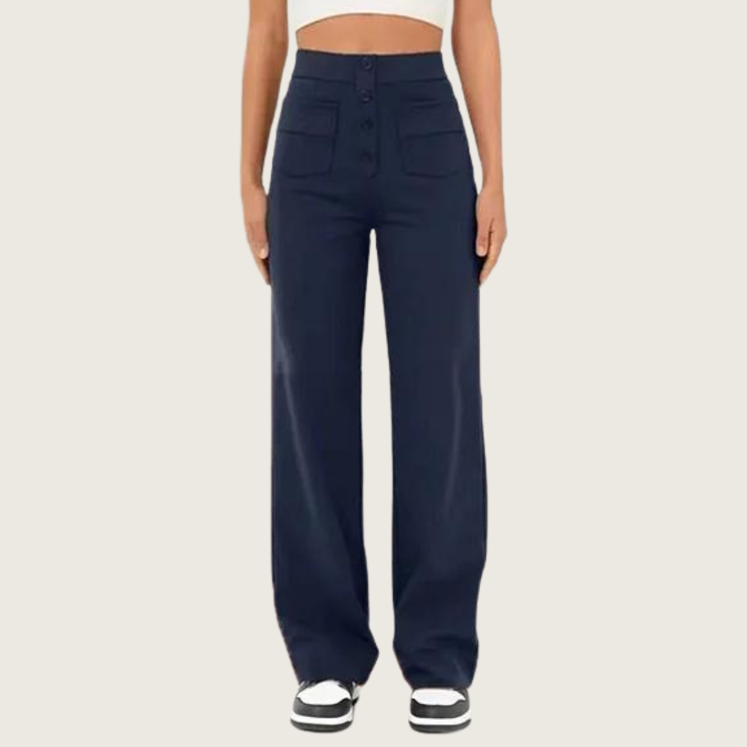 Hoge Broek voor Dames Elastisch Comfortabel Zwart
