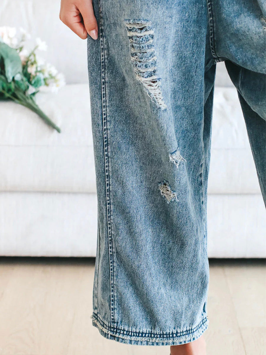 Dames Zomerbroek Denim Tuinbroek Los Zittend