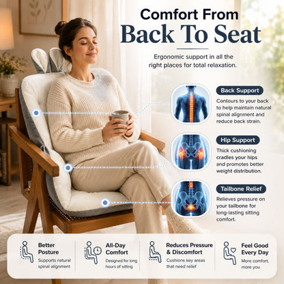 Ergonomisch Stuitkussen voor Pijnvrij Zitten – Memory Foam Zitondersteuning met Coccyx Relief
