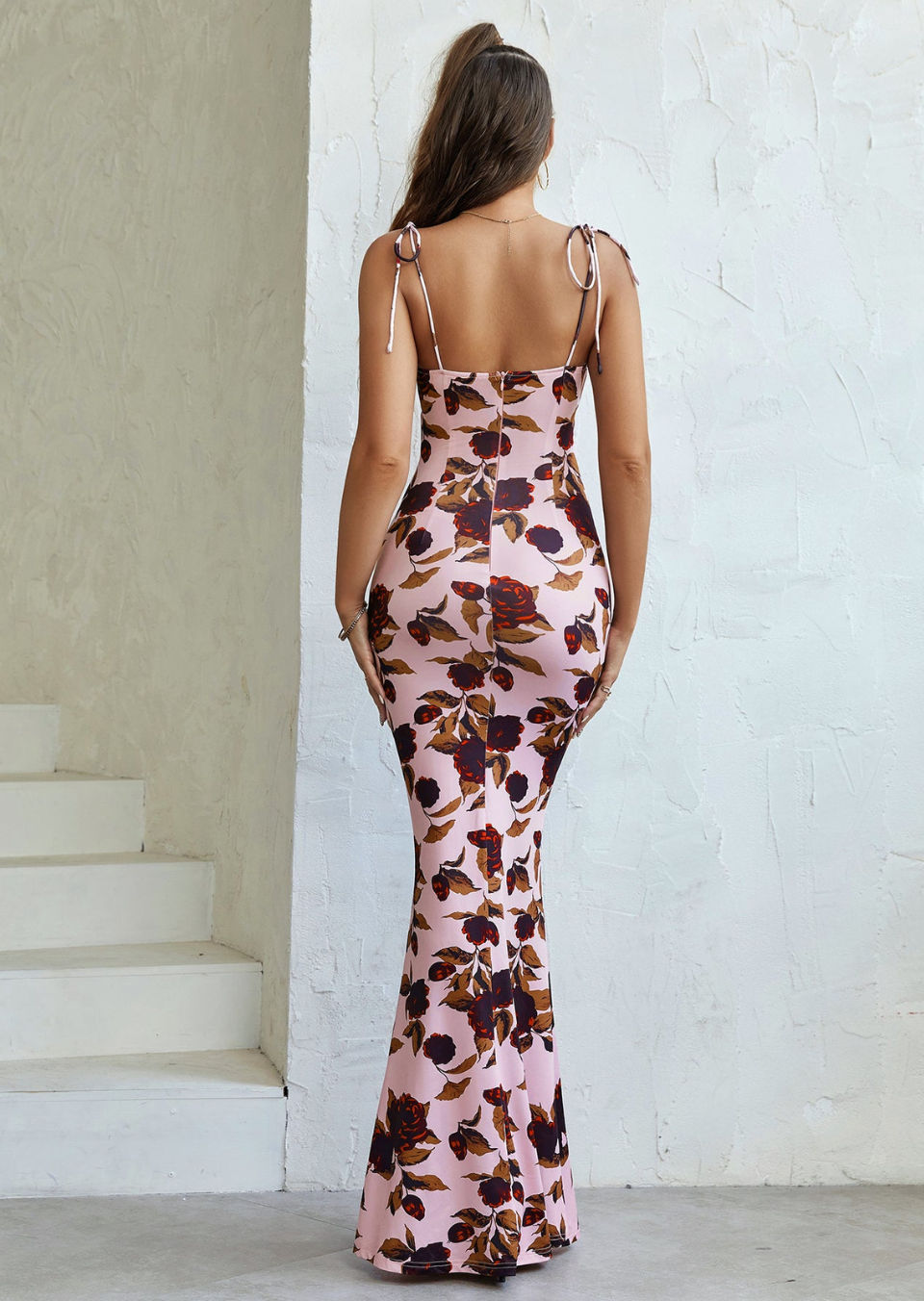 Maxikleed Bloemenprint voor Vrouw met Strikdetails Zomer