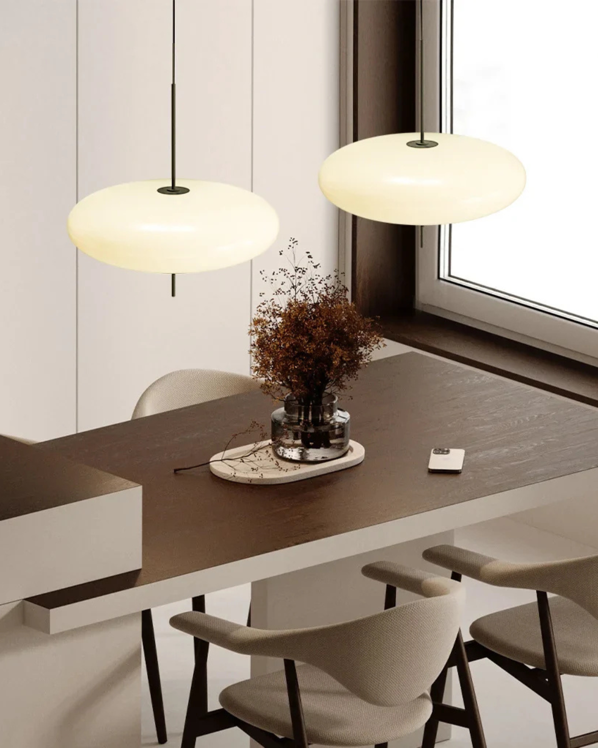 Moderne Hanglamp Met Zwevend Design In Acryl En Metaal Met Warme Diffuse Verlichting