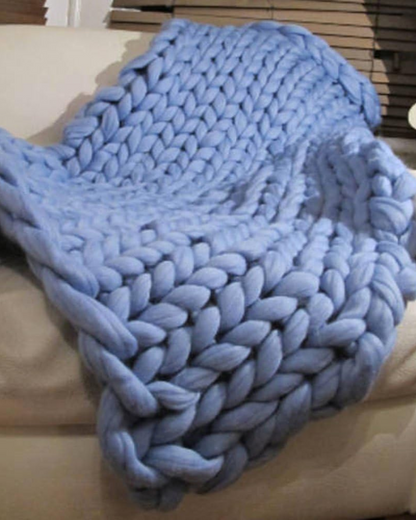 Handgebreid Chunky Plaid – Dik Gebreide Deken in Zachte Chenille voor Bank en Bed
