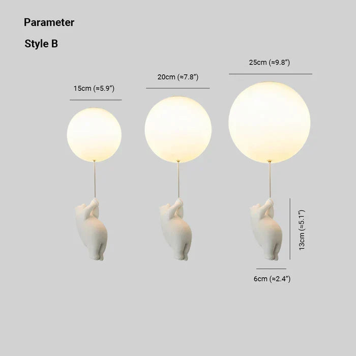 Kinderkamer hanglamp met beer en ballon, speelse plafondlamp met warm led licht voor slaapkamer en woonkamer