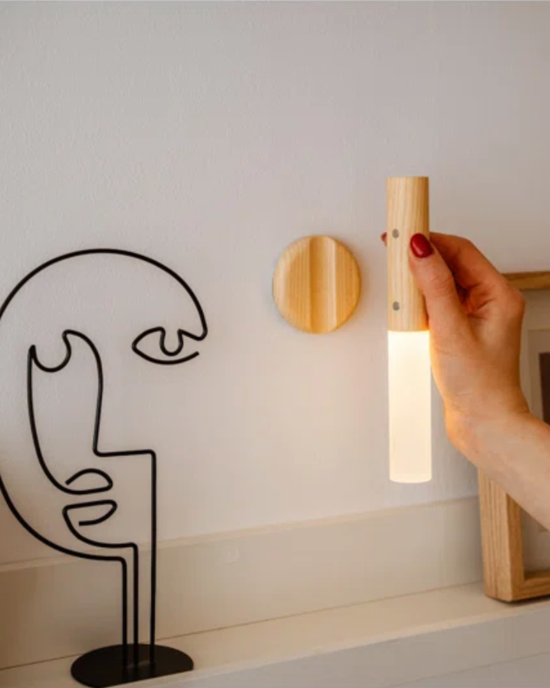 Oplaadbare Houten Wandlamp met Bewegingssensor – Dimbaar LED Nachtlampje voor Hal Gang Slaapkamer