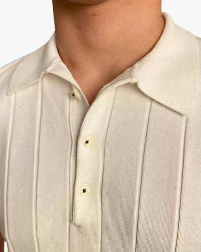 Heren Poloshirt Slim Fit Ribbel Gebreid Design