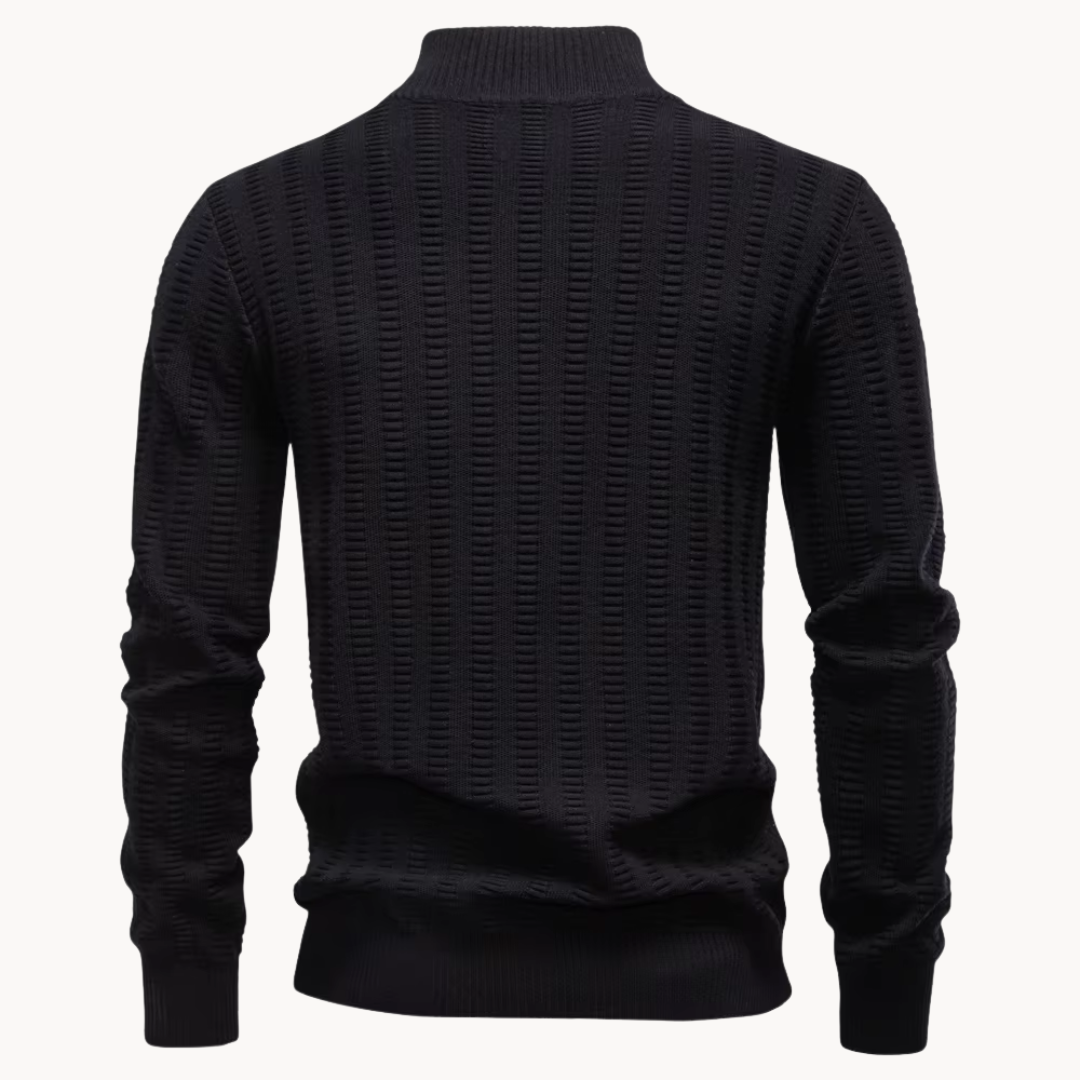 Heren Trui Katoen Quarter-Zip Met Textuur