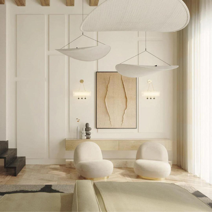 Hanglamp Japandi Handgeweven Zijde Wit Ø40 Ø60 Ø80 Slaapkamer Eetkamer