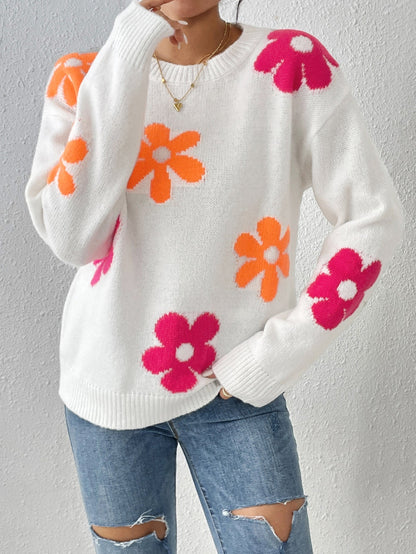 Vrouwelijke Gebreide Trui met Bloemenprint - StudioMarella