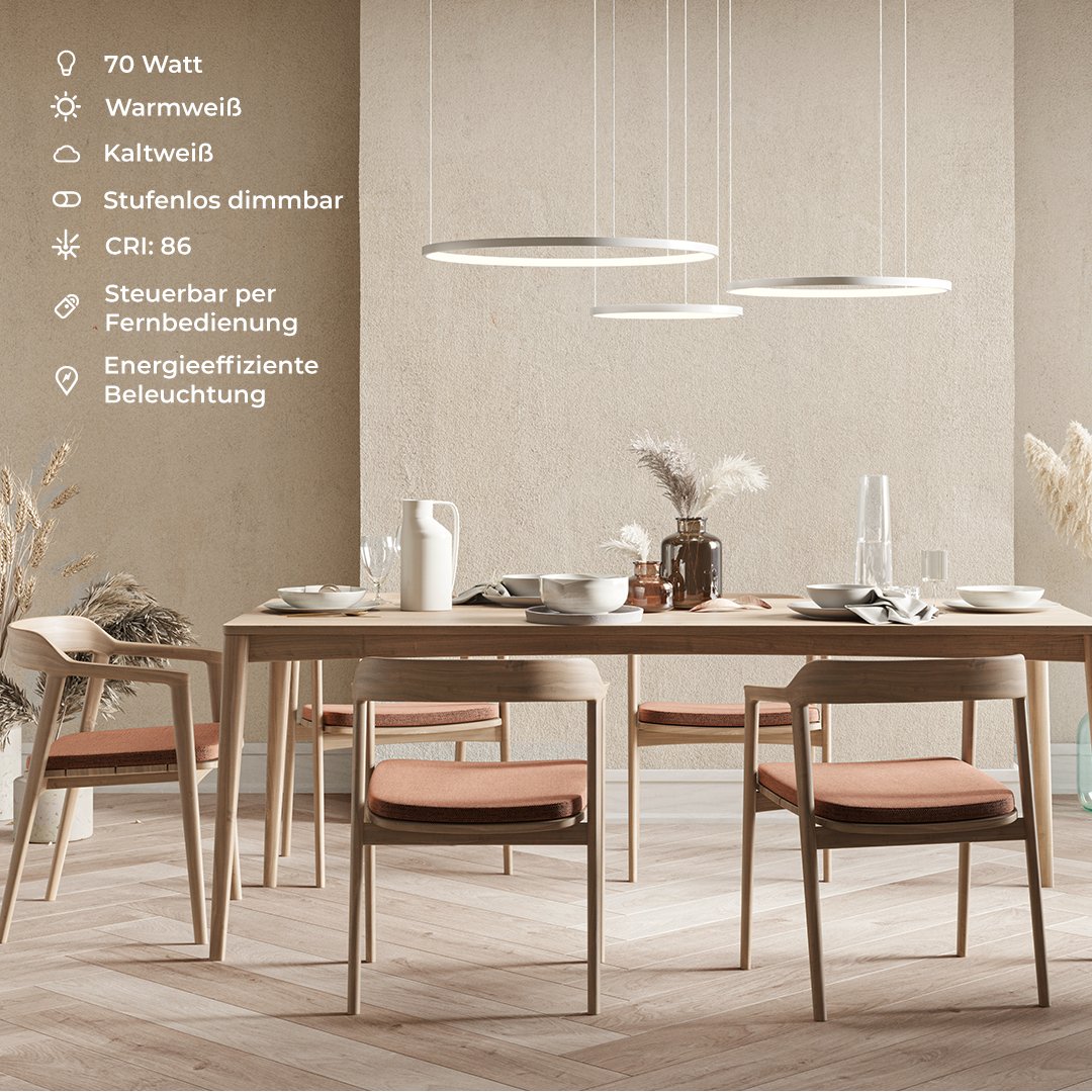 LED Hanglamp Ringen Zwart Wit Goud Dimbaar 70W Aluminium Modern