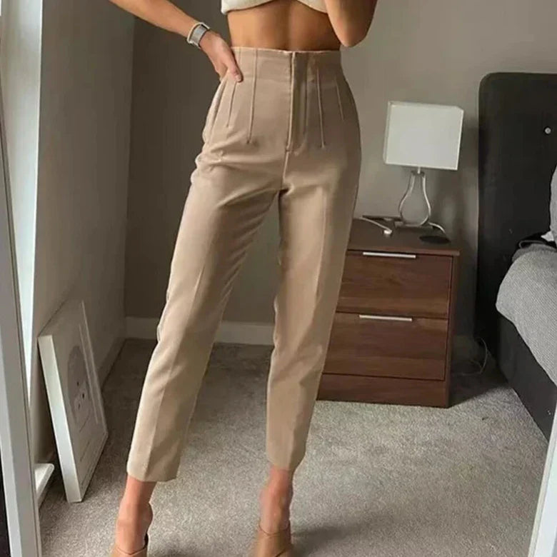Dames Potloodbroek Hoge Taille Slank Zwart Stijlvol - StudioMarella