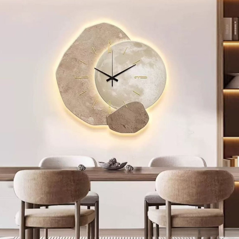 Wandklok Scandinavisch Stil Uurwerk Modern Beige Organisch Design 40cm