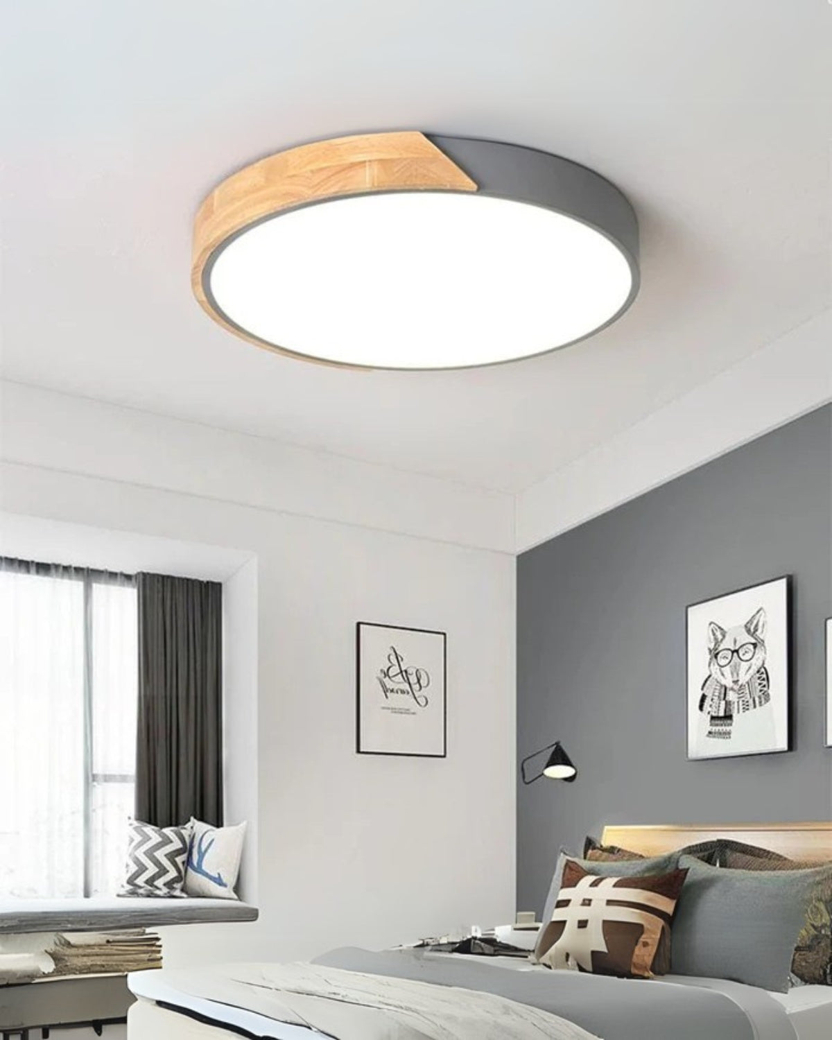Moderne ronde plafondlamp met houtaccent en LED verlichting – minimalistische designlamp in 23 30 40 50 en 60 cm