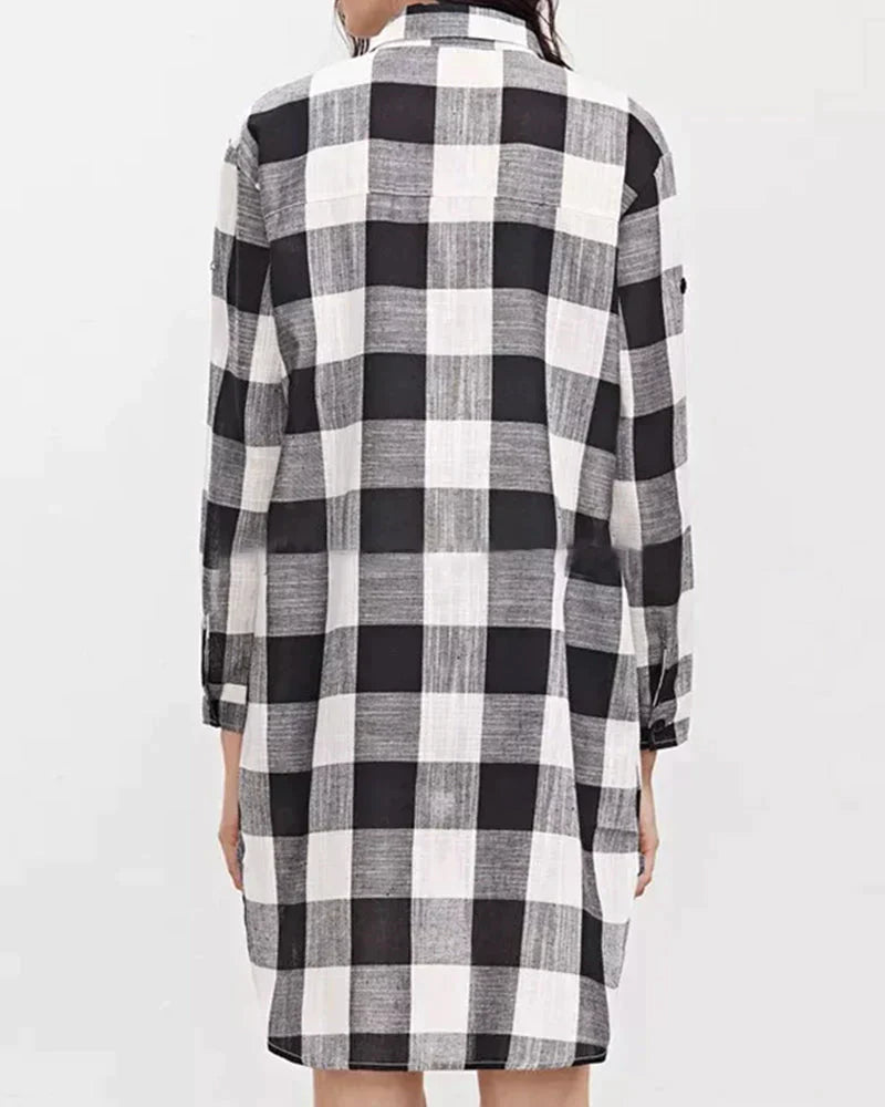 Vrouwelijke Lange Mouwen Shirt Geruit Klassiek