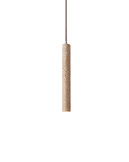 Natuurlijke travertin hanglamp met cilindervormig design voor eetkamer en hal – Japandi natuursteen verlichting