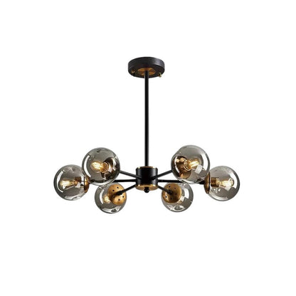 Scandinavische kroonluchter Ida glas ijzer zwart woonkamer eetkamer moderne hanglamp design verlichting bolvormig