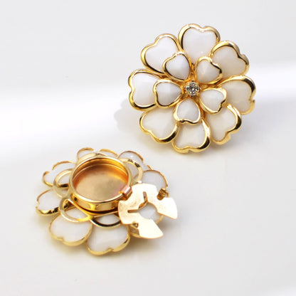Dames Manchetknoop Bloem Patroon Elegant Zilver