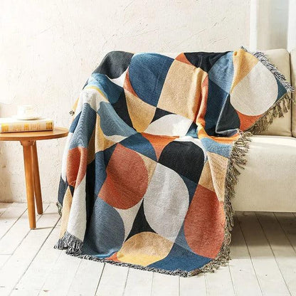 Gooi Deken Jacquard Geweven Franjes Kleurrijk Katoen Polyester Warm Zacht