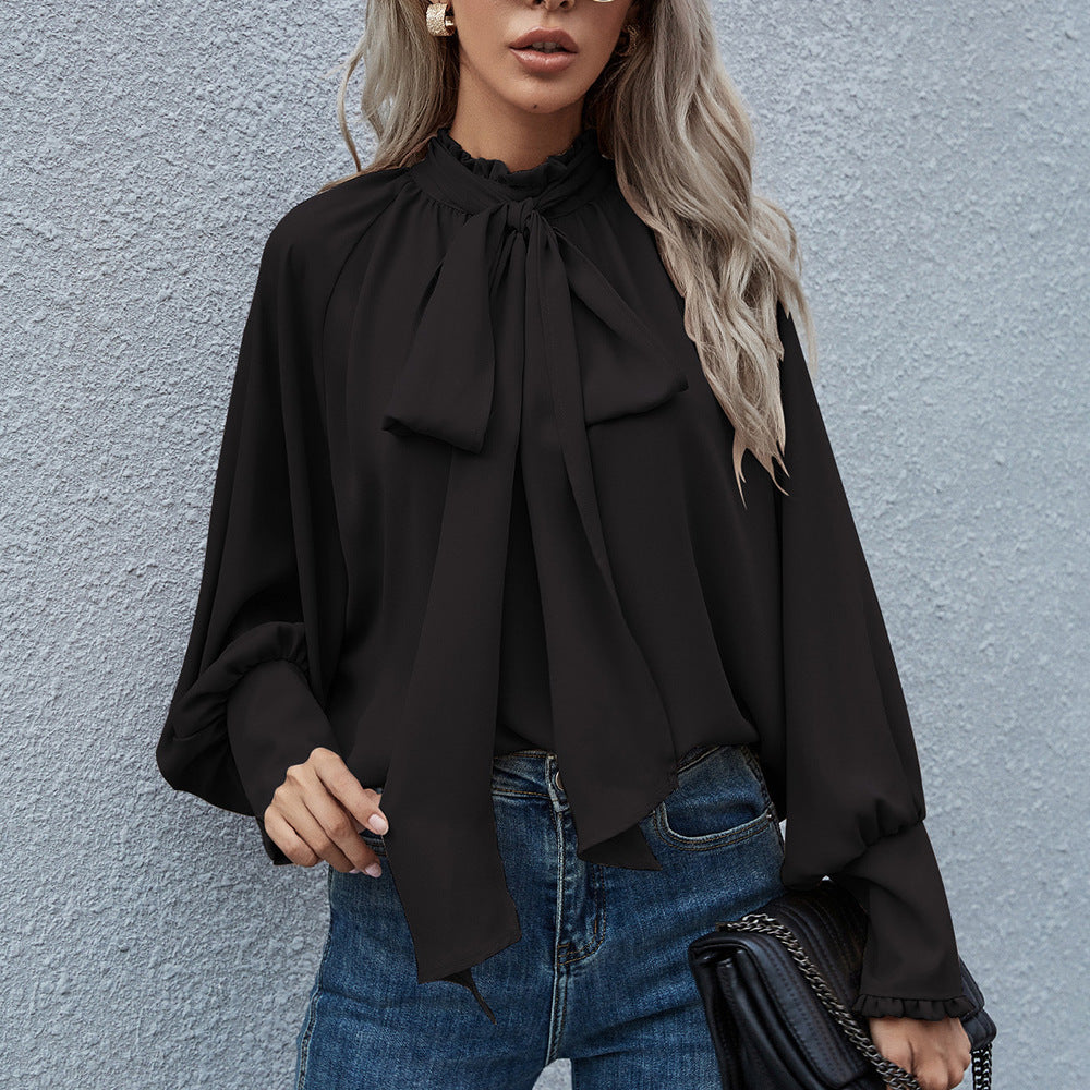 Dames Blouse Strikdetail Elegante Stijl Chique Katoen