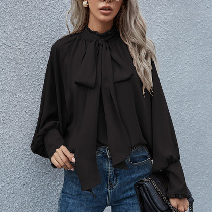 Dames Blouse Strikdetail Elegante Stijl Chique Katoen