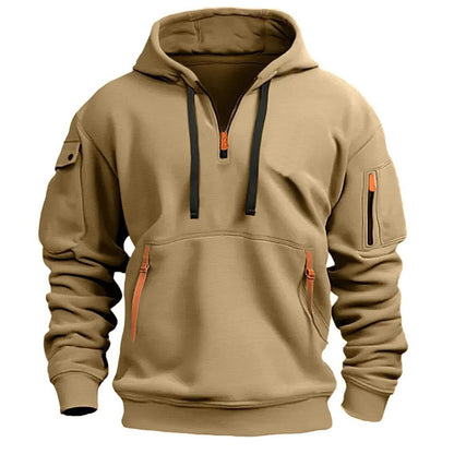Adriano | Fleece Trui met Kap en Half Rits