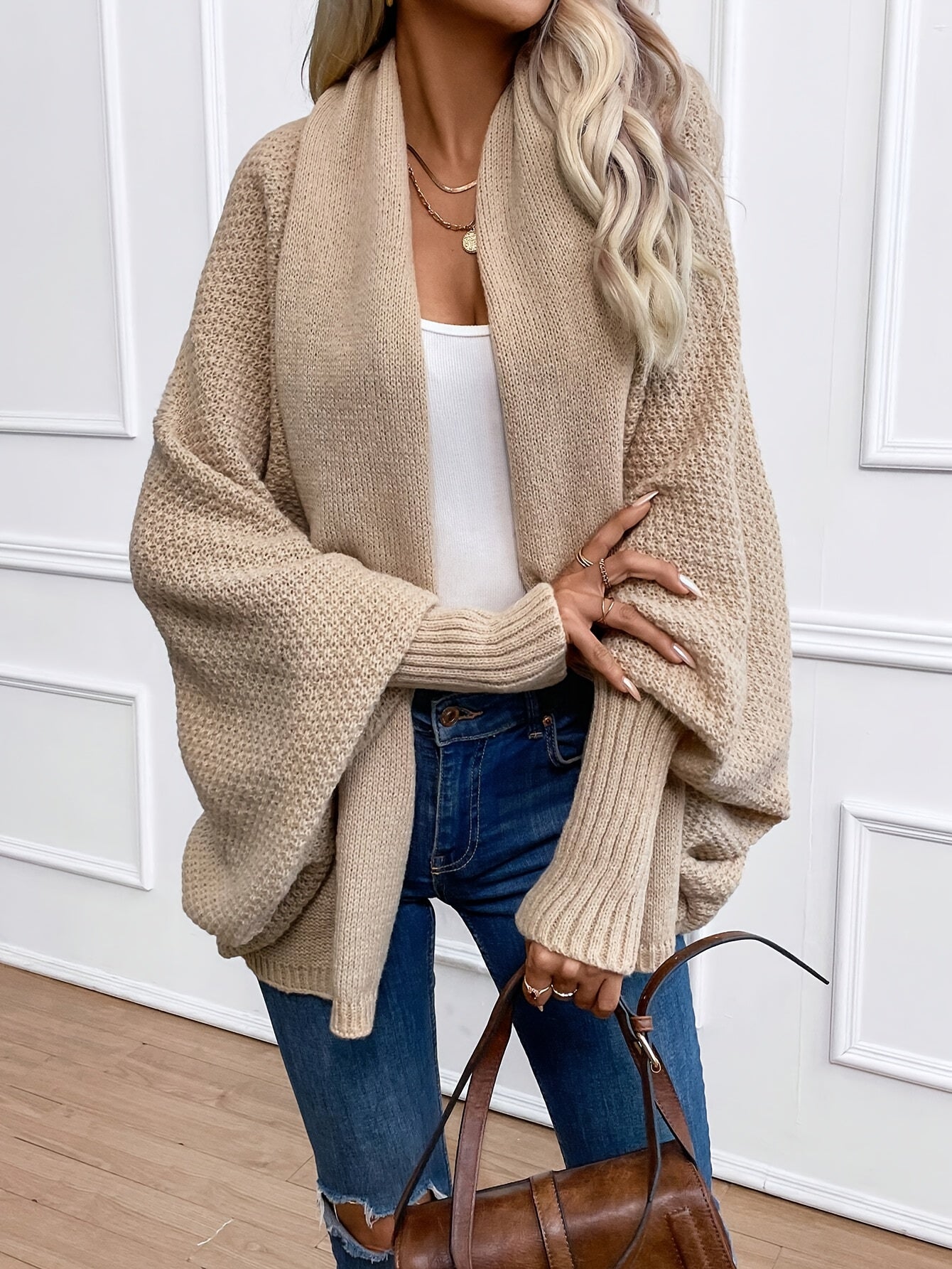 Damesvest Kasjmier Gebreid Warm Lange Mouwen Winter