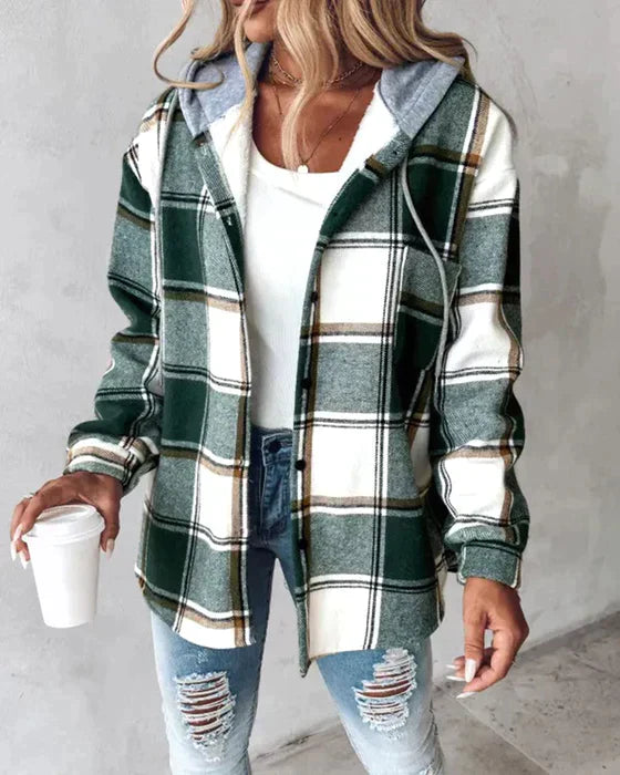 Dame Winterjas Geruit met Capuchon Warm - StudioMarella