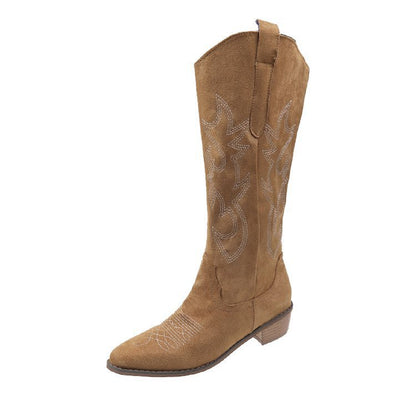 Dames Laarzen Zwart Cowboy Hak Stijlvol Leer