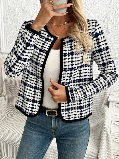 Damen Jasje Houndstooth Patroon Open Voorkant - StudioMarella