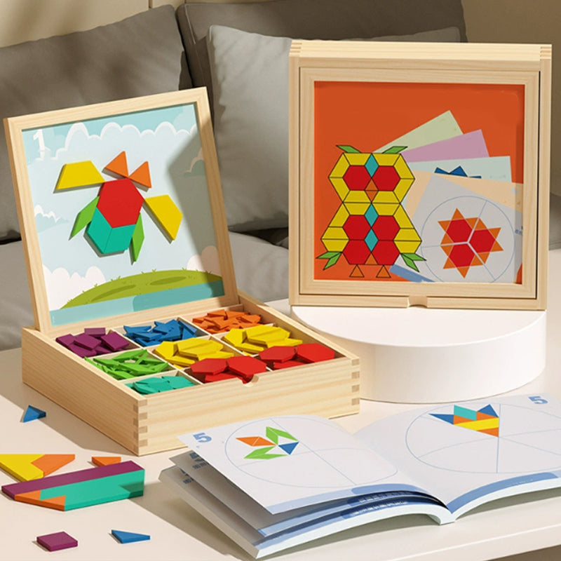 Magnetische Houten Bouwblokken met Voorbeeldkaarten 180/200-delig Educatief Speelgoed voor Kinderen 3+ Jaren met Opbergdoos STEM Ontwikkelingsspel Ruimtelijk Inzicht Fijne Motoriek Creatief Bouwen