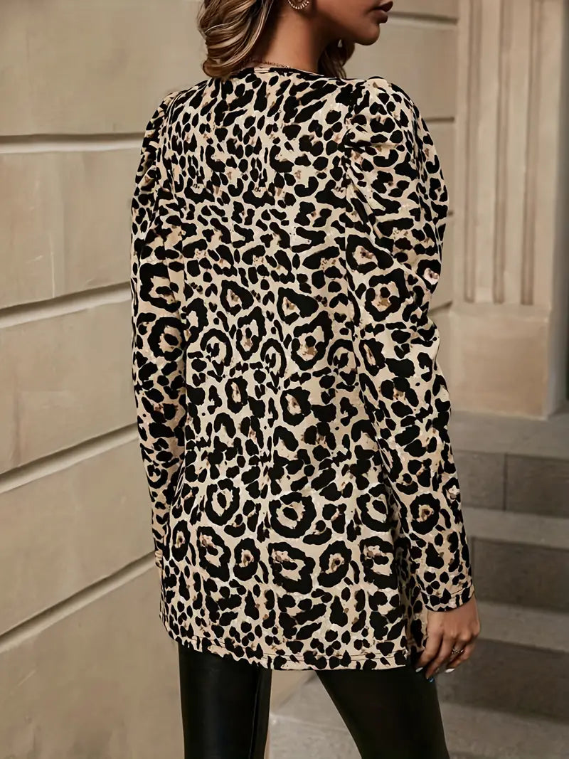 Damesjas Luipaardprint Trendy Open Voorkant