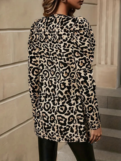 Damesjas Luipaardprint Trendy Open Voorkant