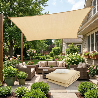 Waterdicht Rechthoekig Schaduwdoek voor Terras, Balkon en Tuin – Polyester UV-Bescherming