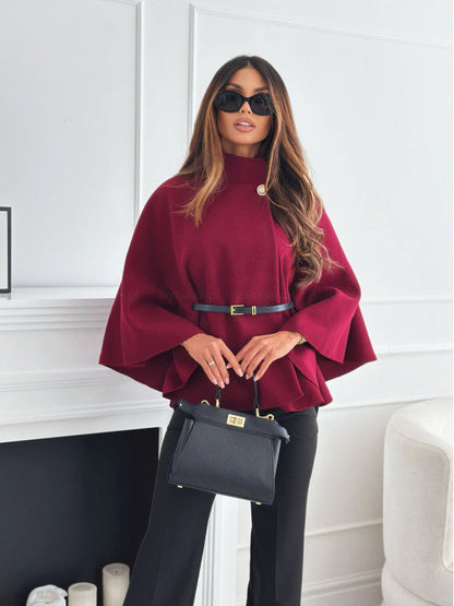 Wolmix Jas met Riem en Brede Mouwen Elegant